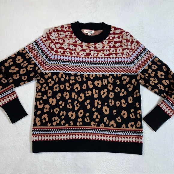 Andree By Unit Size M Leopard Print Pullover Sweater - Picture 8 of 13